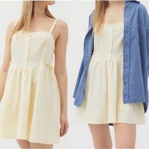 Womens Urban Renewal Light Yellow Sleeveless Button Up Tie sleeveless dress Med